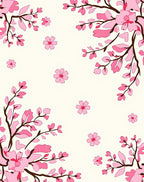 Pink Cherry Blossom Branch Pattern Rug