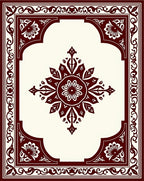 Maroon Cream Ornate Floral medallion Rug