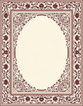 Ornate Floral Swirl Frame Design Rug