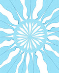 Cool Blue Sunburst Floral Design Rug