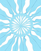 Cool Blue Sunburst Floral Design Rug
