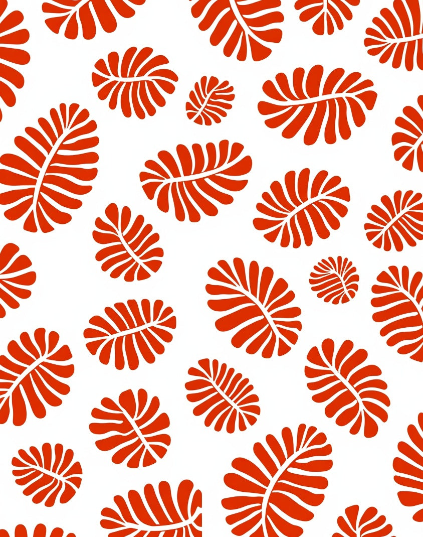 Classic Red Leaf Pattern Rug