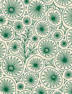 Delicate Green Floral Pattern Rug