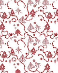 Red Festive Fir Garland and Snowflakes Rug