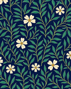 Dark Floral Vine Pattern Rug