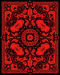 Bold Red Floral Mandala Pattern Rug