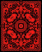 Bold Red Floral Mandala Pattern Rug