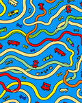 Playful Car and Skateboard Road Adventure Rug