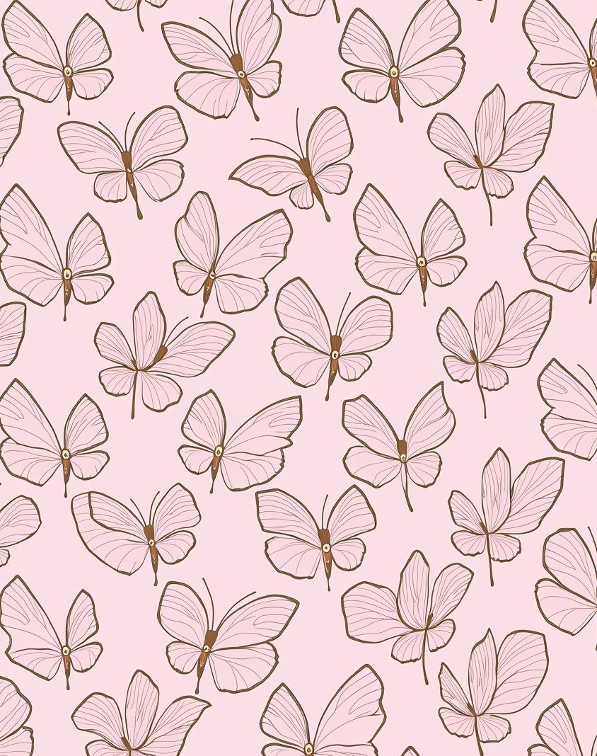Delicate Pink Butterfly Pattern Design Rug