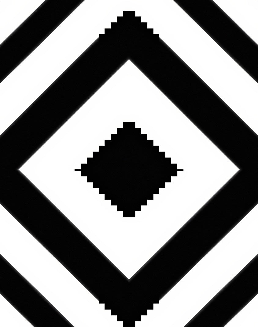 Black White Geometric Diamond Pattern Rug