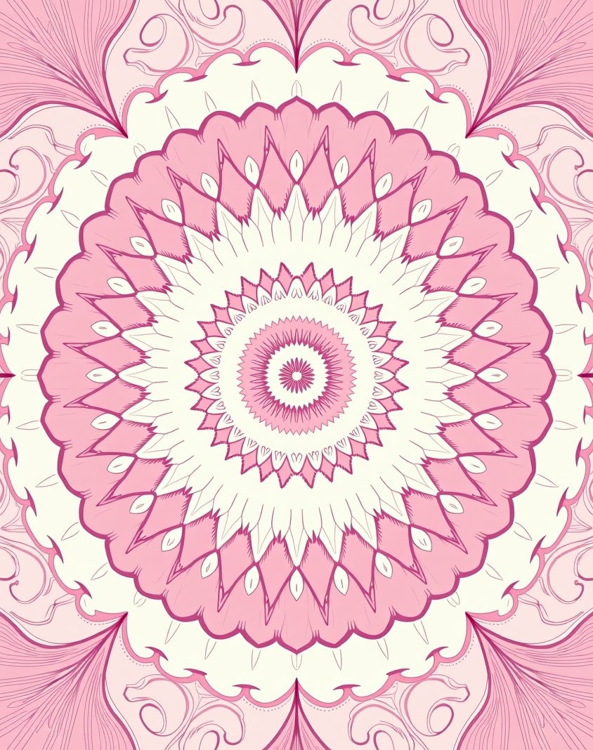 Delicate Pink Mandala Pattern Rug