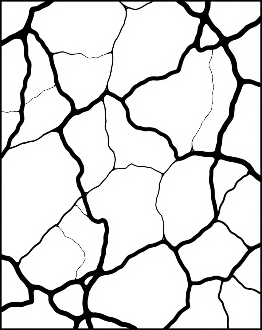 Cracked Linework Abstract Monochrome Design Rug