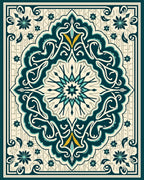 Intricate Teal Blossom Mandala Rug