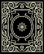 Ornate Floral Black Cream Scroll Rug