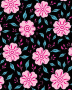 Pink Flower And Leaf Pattern Rug