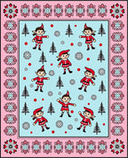 Playful Elf And Tree Snow Border Rug