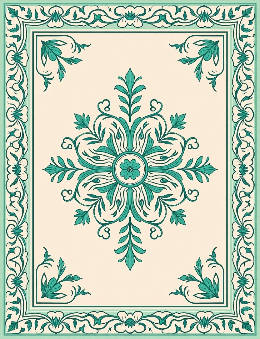 Classic Floral Scrollwork Cream Rug