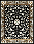 Black Floral Medallion Intricate Pattern Rug