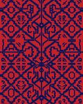 Red Blue Geometric Pattern Rug