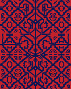 Red Blue Geometric Pattern Rug
