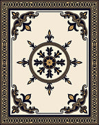 Classic Filigree Sunburst Border Design Rug