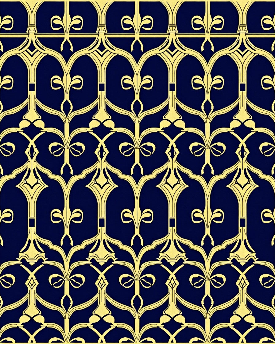 Golden Yellow Art Nouveau Lattice Rug