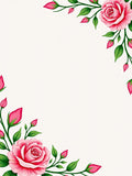 Vibrant Pink Rose Garden Border Rug
