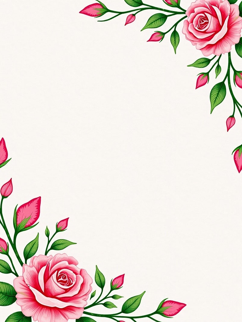 Vibrant Pink Rose Garden Border Rug