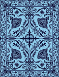 Sky Blue Organic Scrollwork Medallion Rug