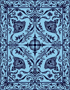 Sky Blue Organic Scrollwork Medallion Rug
