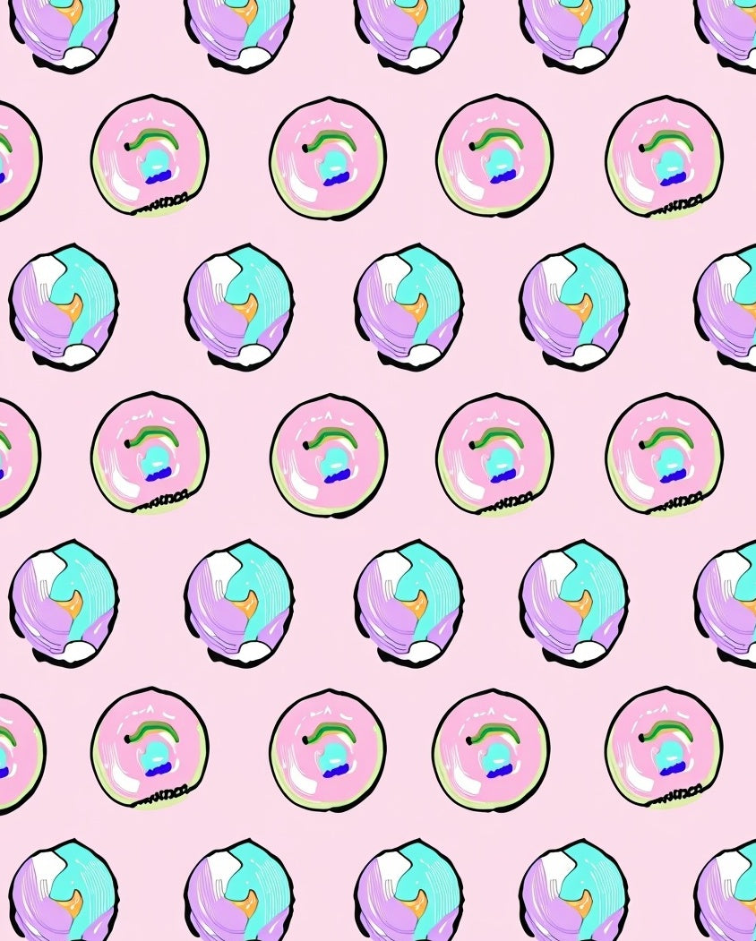 Abstract Pink Blue Circles Design Rug