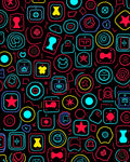 Neon Doodle Icon Pattern Rug