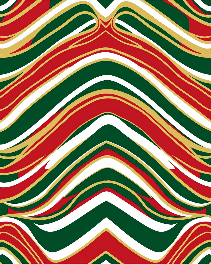 Bold Red Green Gold Wavy Stripe Design Rug