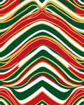 Bold Red Green Gold Wavy Stripe Design Rug