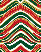 Bold Red Green Gold Wavy Stripe Design Rug