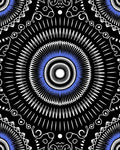 Radial Symmetry Black Blue White Design Rug