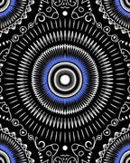 Radial Symmetry Black Blue White Design Rug