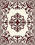 Intricate Baroque Floral Scrollwork Design Rug