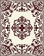 Intricate Baroque Floral Scrollwork Design Rug