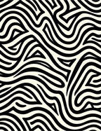 Abstract Black Cream Stripe Pattern Rug