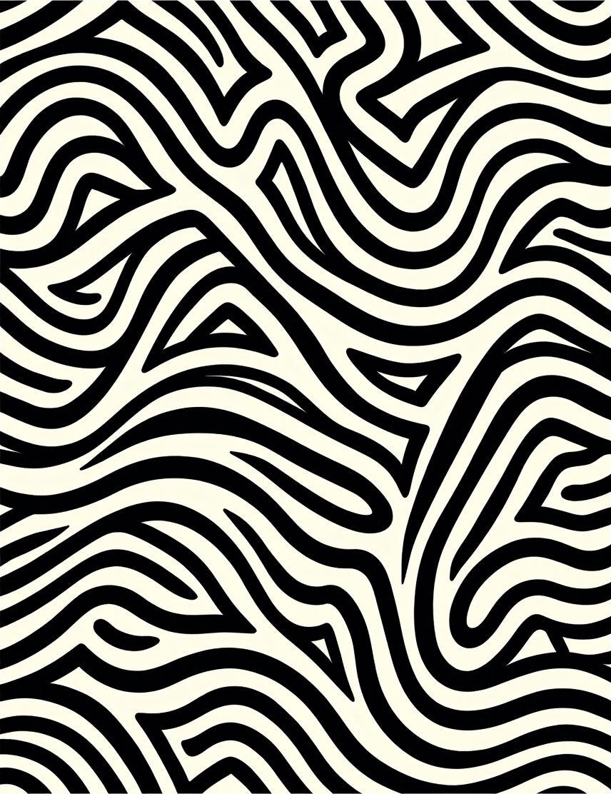 Abstract Black Cream Stripe Pattern Rug