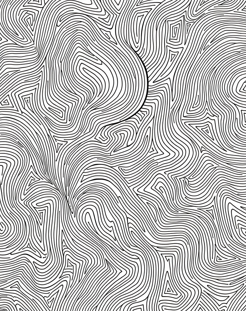 Abstract Black And White Wavy Pattern Rug