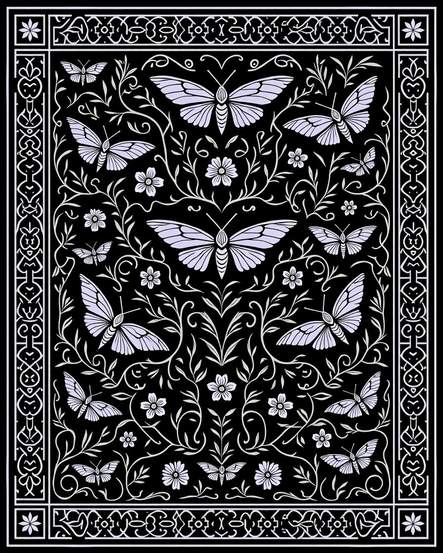 Whimsical Light Purple Butterfly Garden Rug