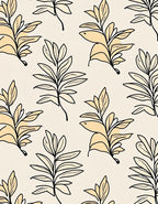 Botanical Line Art Beige Pattern Design Rug