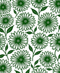 Green Daisy Floral Pattern Rug