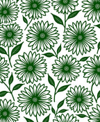 Green Daisy Floral Pattern Rug