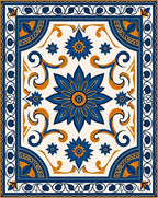 Central Floral Scrollwork Design Rug