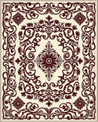 Ornate Floral Scrolling Vine Pattern Rug