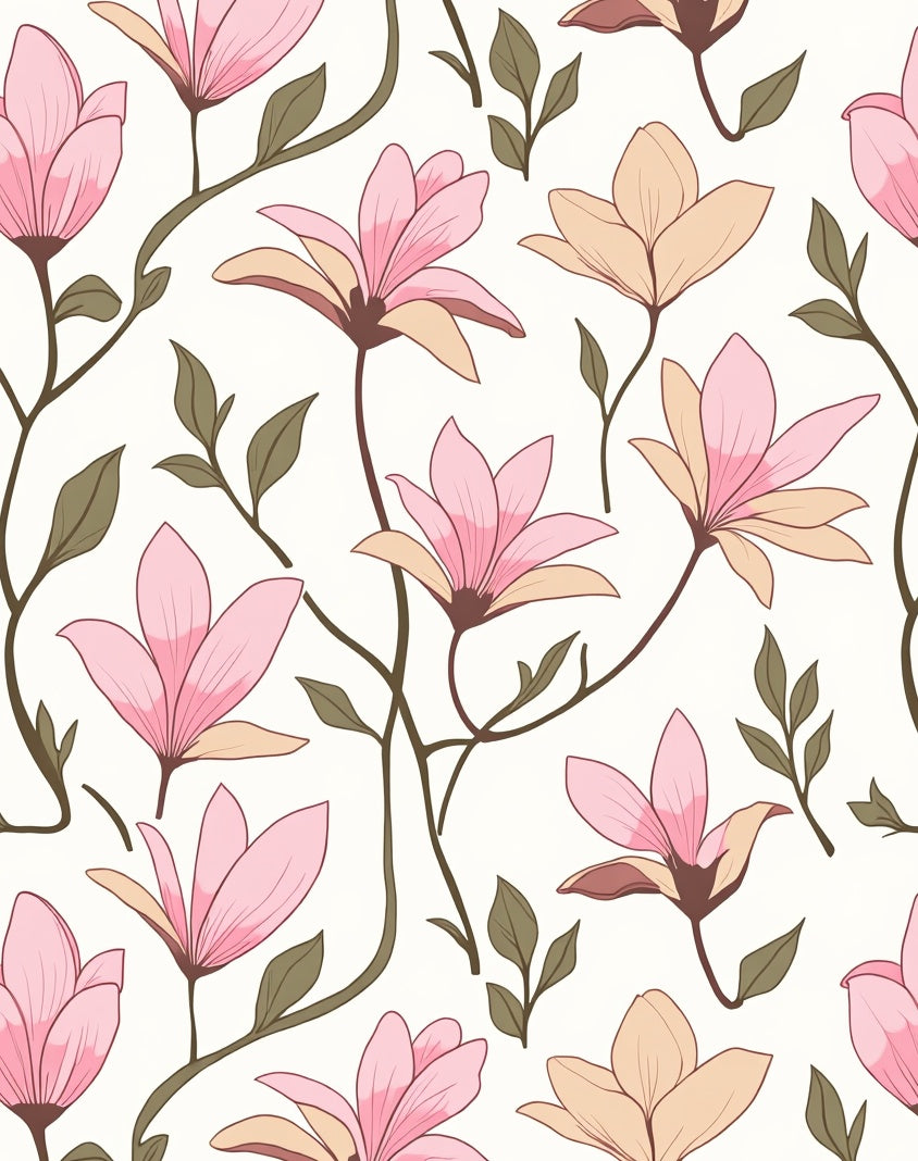 Pink Nude Floral Vine Artistry Rug