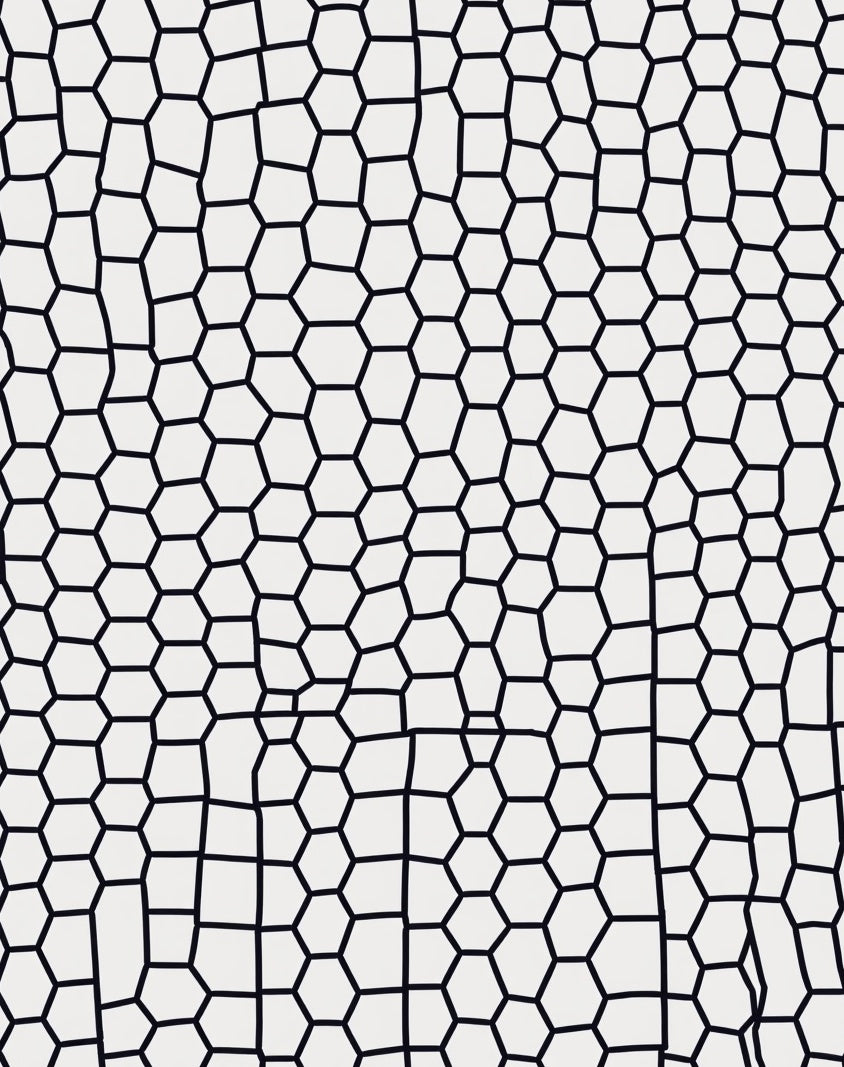 Black Geometric Honeycomb Pattern Rug